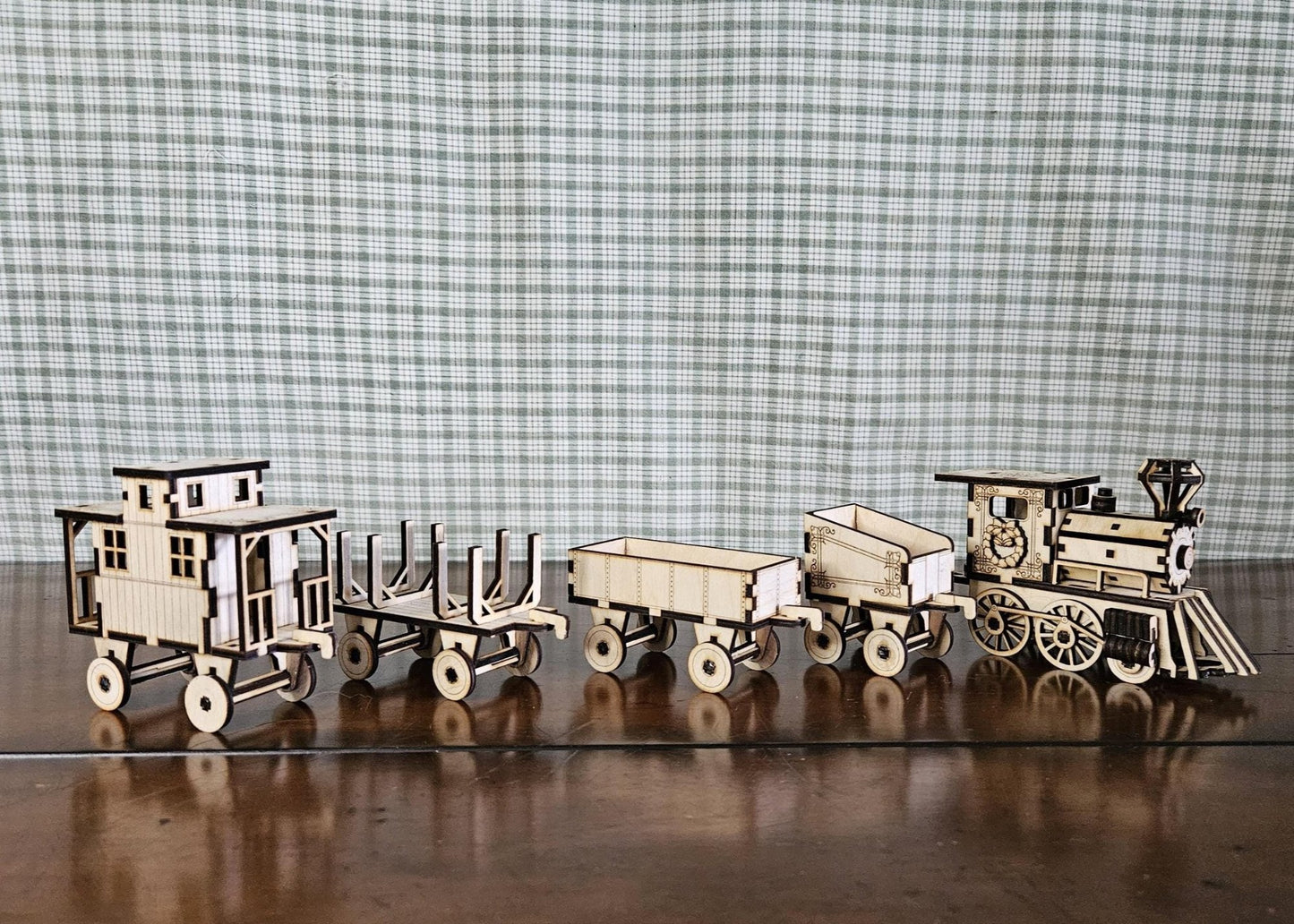 A wooden Christmas Train