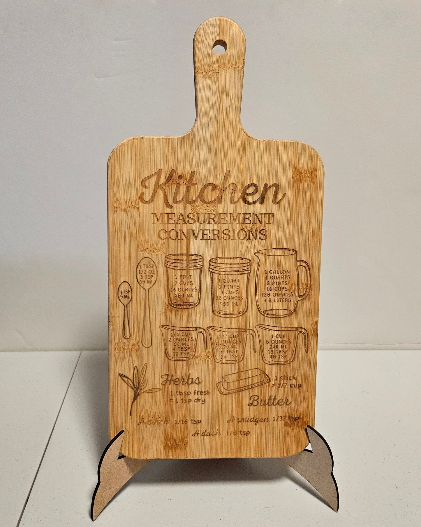 Kitchen Measurement Conversions Cutting Board