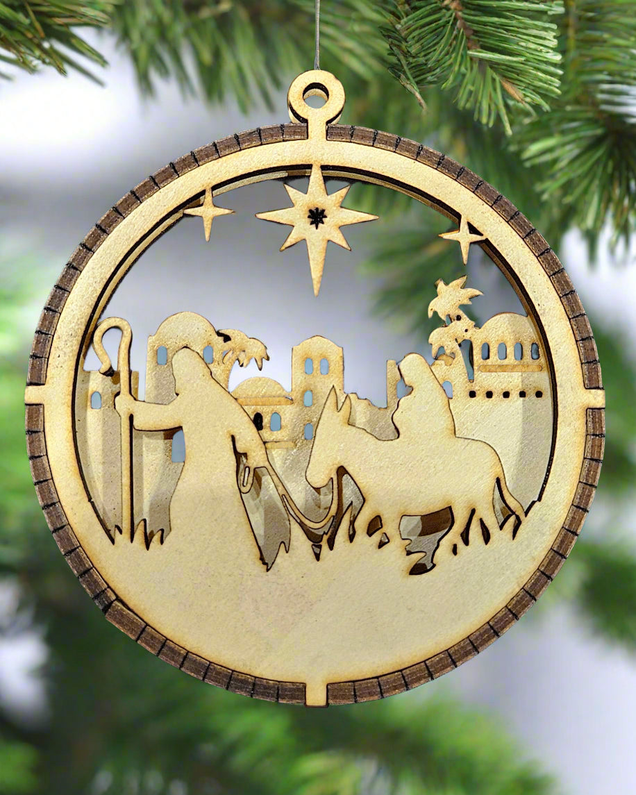 "Silent Night" Wooden Christmas Ornament
